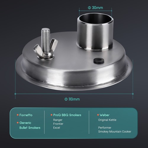 Bbq smoker round adapter 11cm - bbq,